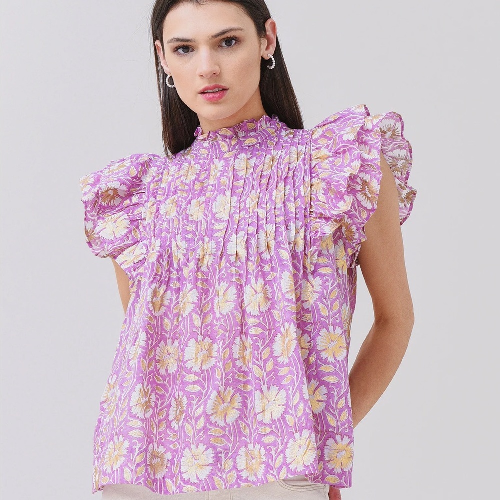 Oliphant Women's Pintuck Ruffle Top